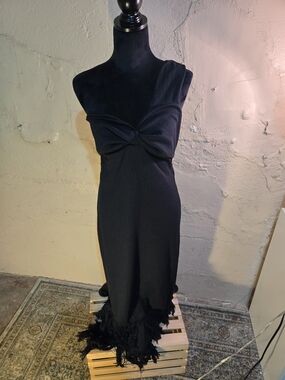 WOMEN'S SLEEVELESS ONE SHOULDER STRAP BLACK DRESS SIZE L